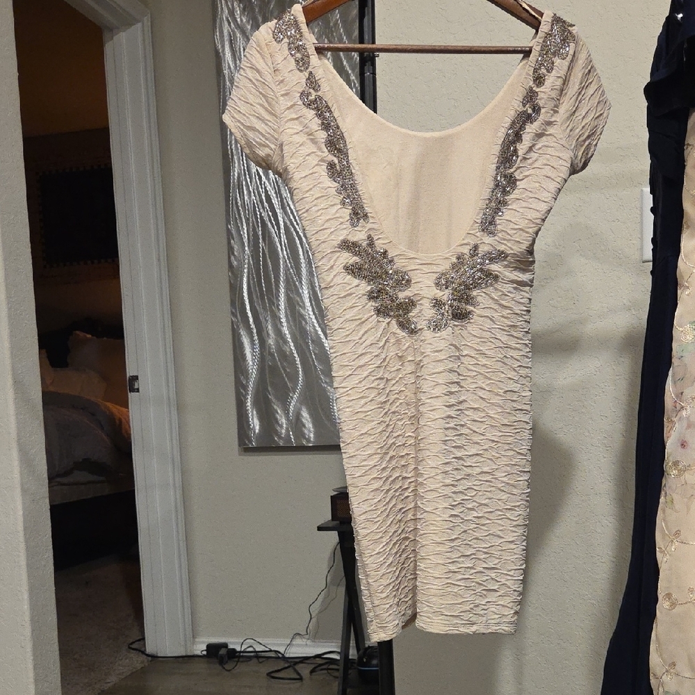 Cream Backless Dress with Elegant Design